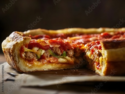 Delicious Deep Dish Pizza Chicago Style Meat Lovers Feast