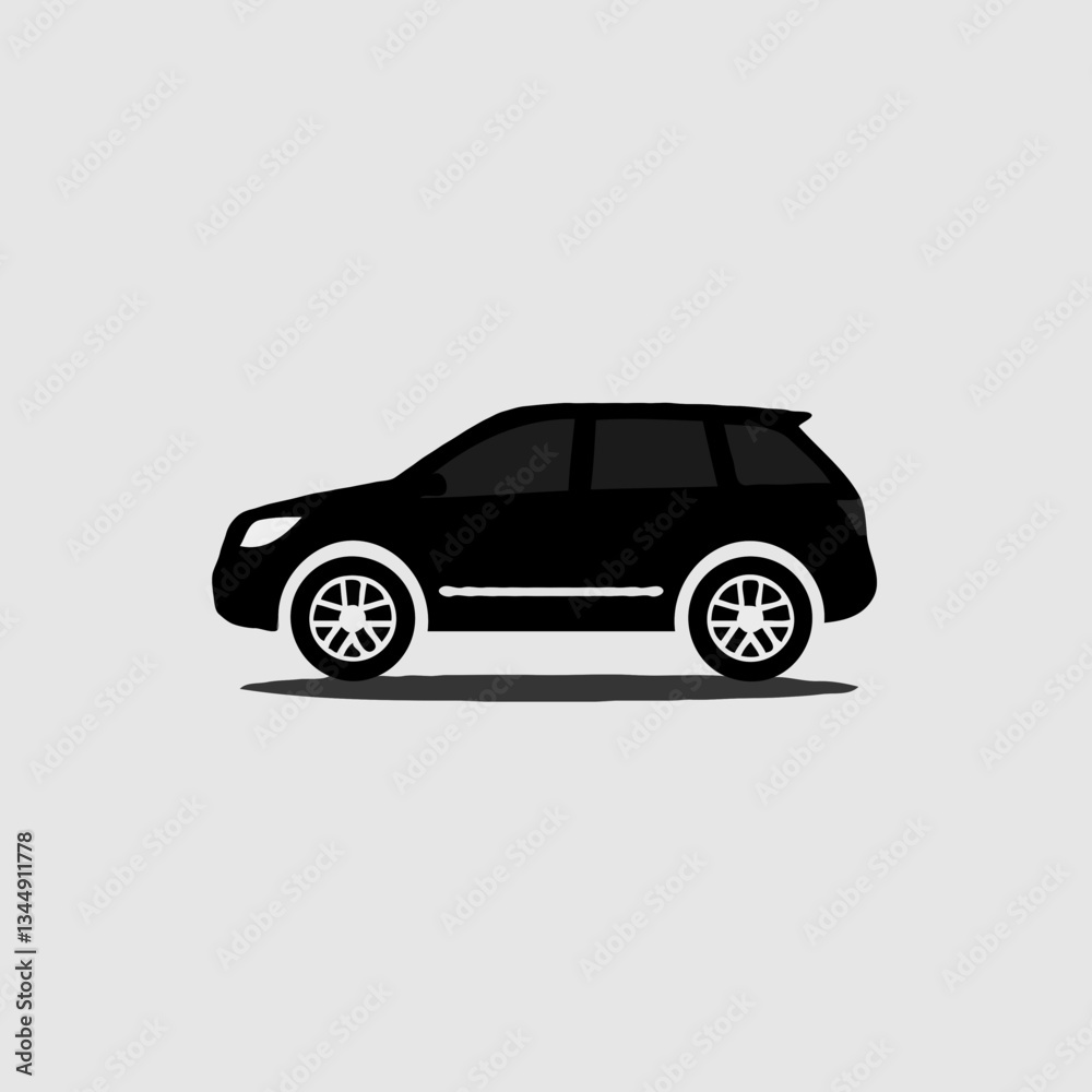 Black SUV Silhouette, Simple Automotive Icon
Black SUV Silhouette, Simple Automotive Icon
