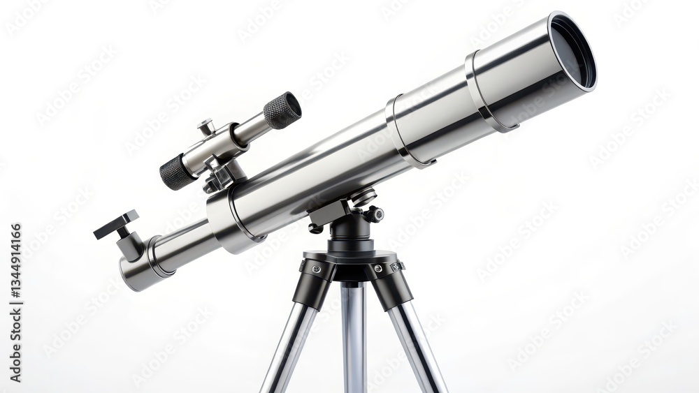 Refracting Telescope on White Background Refracting Telescope on White Background