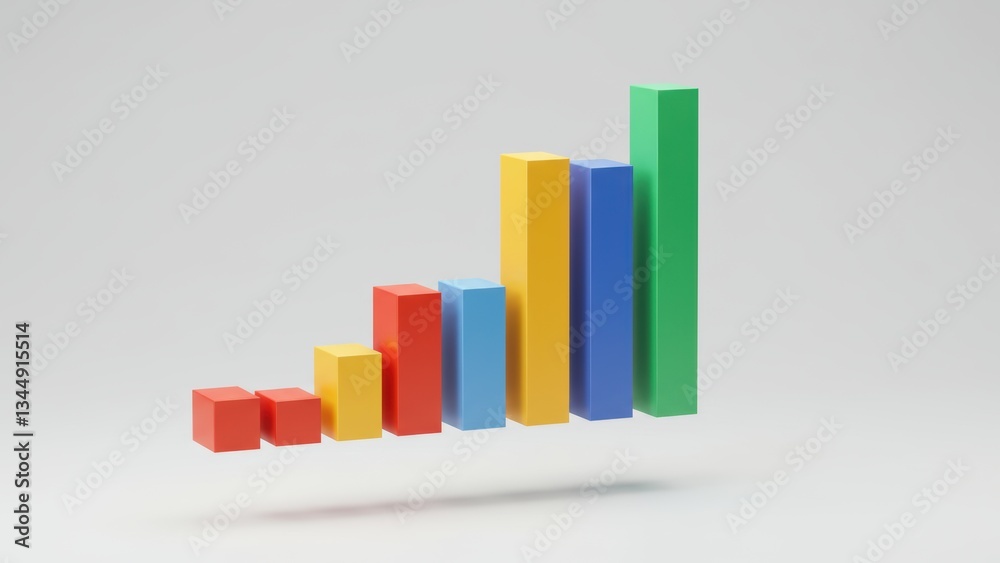 3D colorful bars representing growth in business analysis, abstract design emphasizing data visualization and financial trends 3D colorful bars representing growth in business analysis, abstract design emphasizing data visualization and financial trends