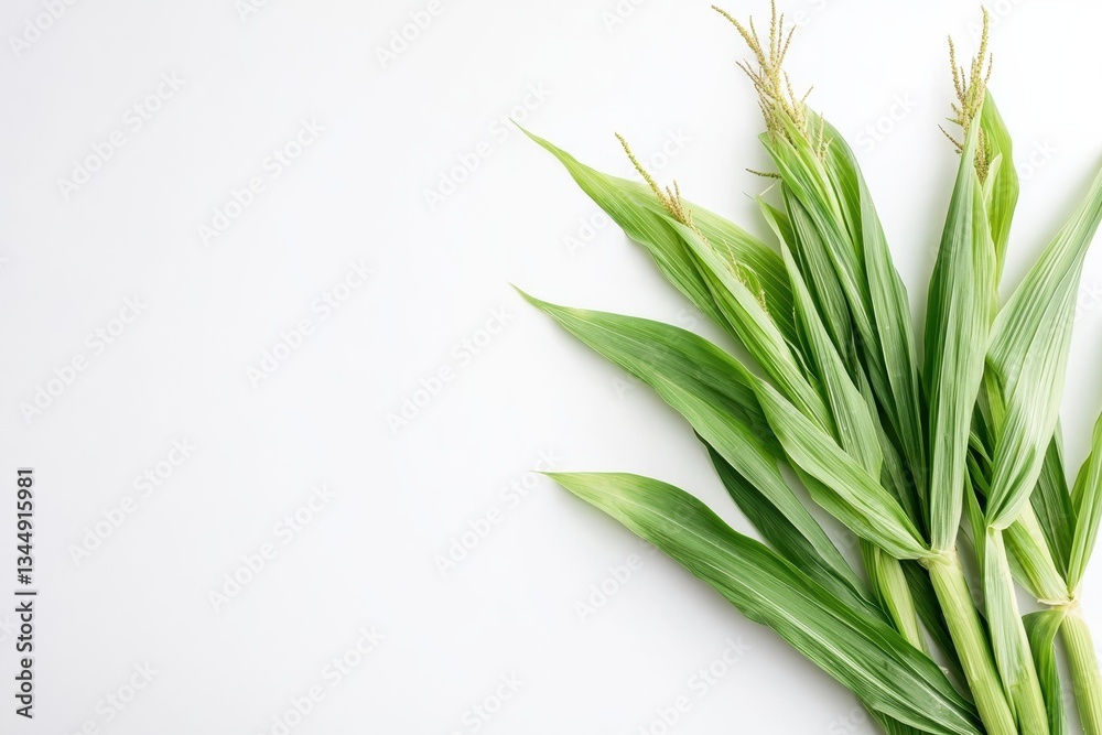 Fototapeta premium Fresh corn with vibrant green husks ready for crafting appealing advertising layouts