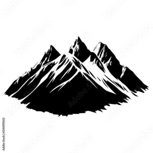 Monochrome Graphic of a Jagged Mountain Peak