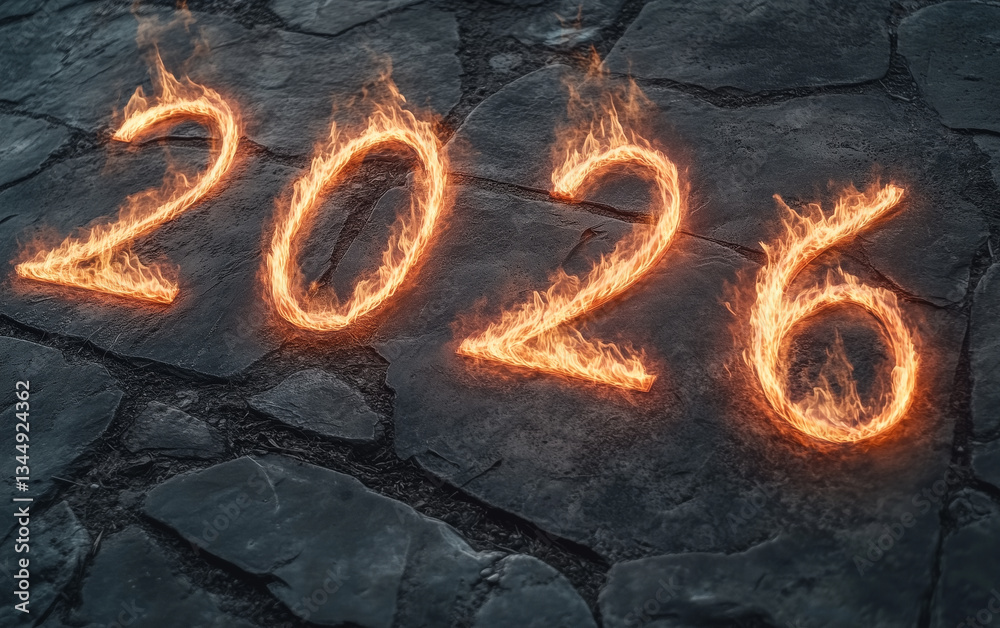 Duże cyfry 2026 rok w płomieniach, Palące napisy
