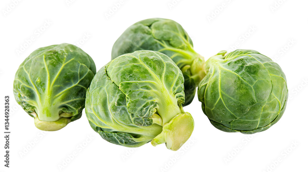 Fototapeta premium Green Brussels sprouts isolated on white background --ar 16:9
