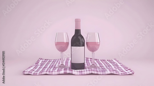 Romantic rose wine picnic setting