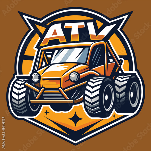 Vintage-Style ATV Buggy Car in Vector Graphic Illustration