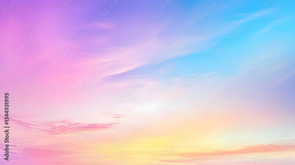 Fototapeta premium Abstract Pastel Sky With Gradient Colors Blending Softly Across The Horizon During A Scenic Sunset Displaying Clouds