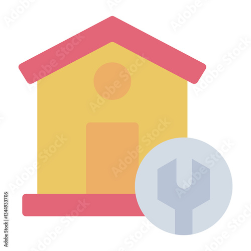Home maintenance flat icon with a house and wrench symbol