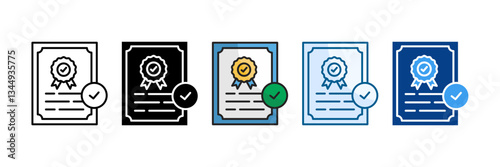 Accreditation Icon Set Multiple Style Collection