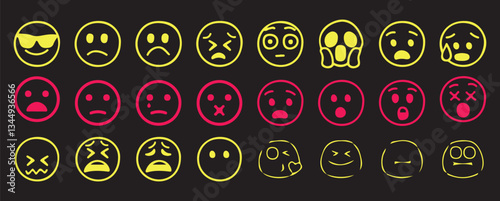 Smiley face or emoticon vector icon set. Vector illustration EPS10