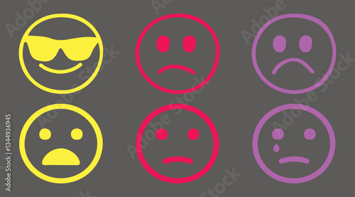 Smiley face or emoticon vector icon set. Vector illustration EPS10