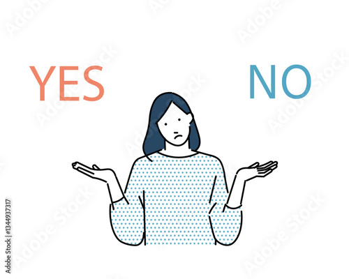 Woman torn between “yes” and “no”-Simple Vector Illustration of a woman's upper body-悩む女性ー上半身ー女性アイコンーシンプルベクターイラスト素材