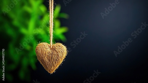 Heart-shaped decor, hanging from twine photo