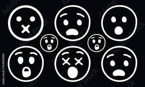 Emoticon vector set smile icons. Cartoon emoji set. Vector emoticon set. Vector illustration EPS10