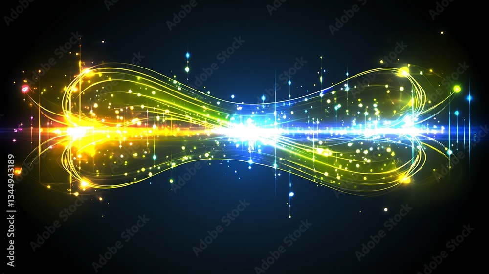 Fototapeta premium Glowing lines and lights create a dynamic futuristic visual display