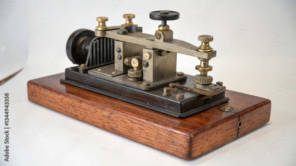 Antique Telegraph Key on Wooden Base Antique Telegraph Key on Wooden Base