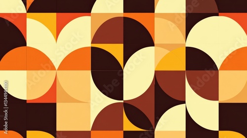 Geometric Abstract Pattern in Warm Tones of Orange, Yellow, and Brown Shades