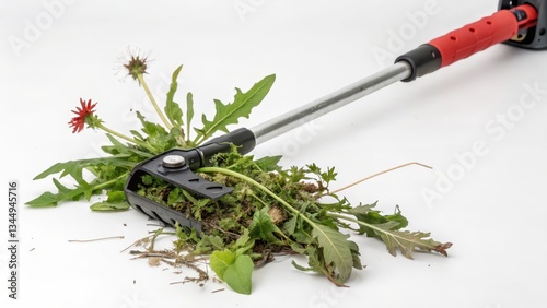 Weed Remover Tool with Weeds on White Background