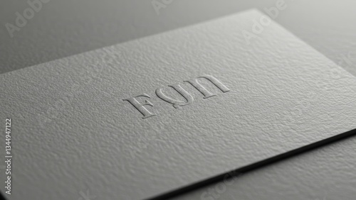 Embossed gray business card with textured surface features elegant typography and minimalist design Suitable for branding and professional identity