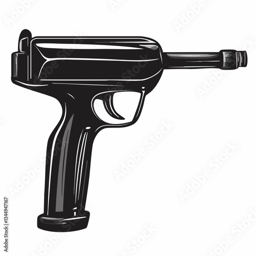 Black caulking gun icon sheet on white background  -  