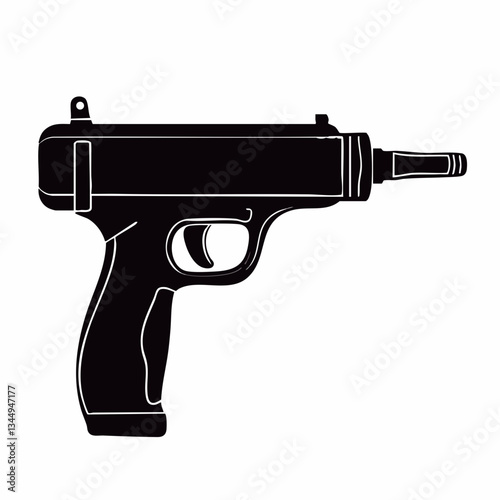 Black caulking gun icon sheet on white background  -  