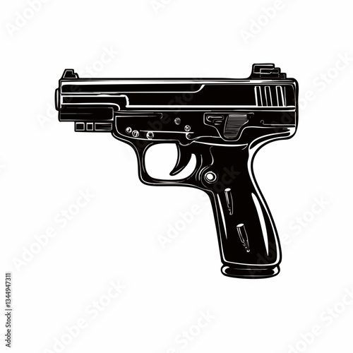 Black nail gun icon sheet on white background  -  