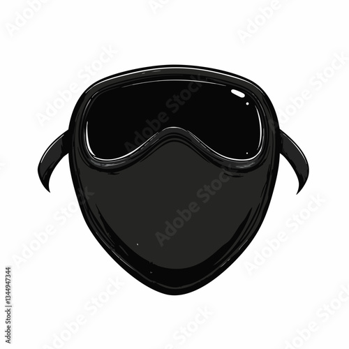 Black dust mask icon sheet on white background  -  