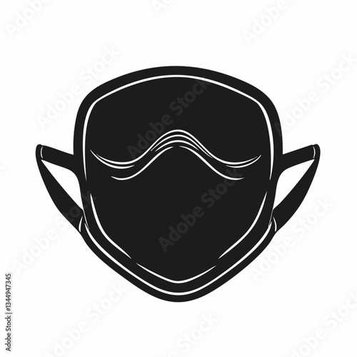 Black dust mask icon sheet on white background  -  