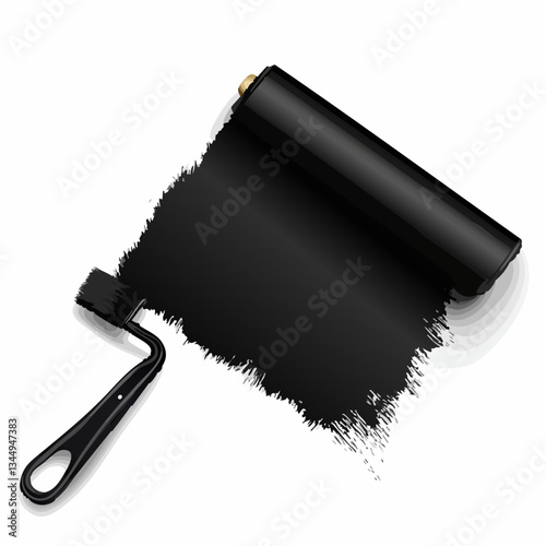 Black paint roller icon sheet on white background  -  