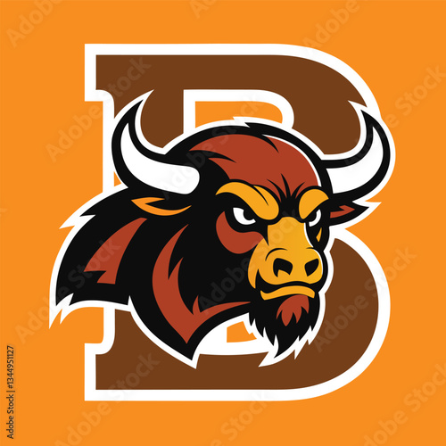 Majestic Bison Buffalo Head Letter B Logo Design Vector Template