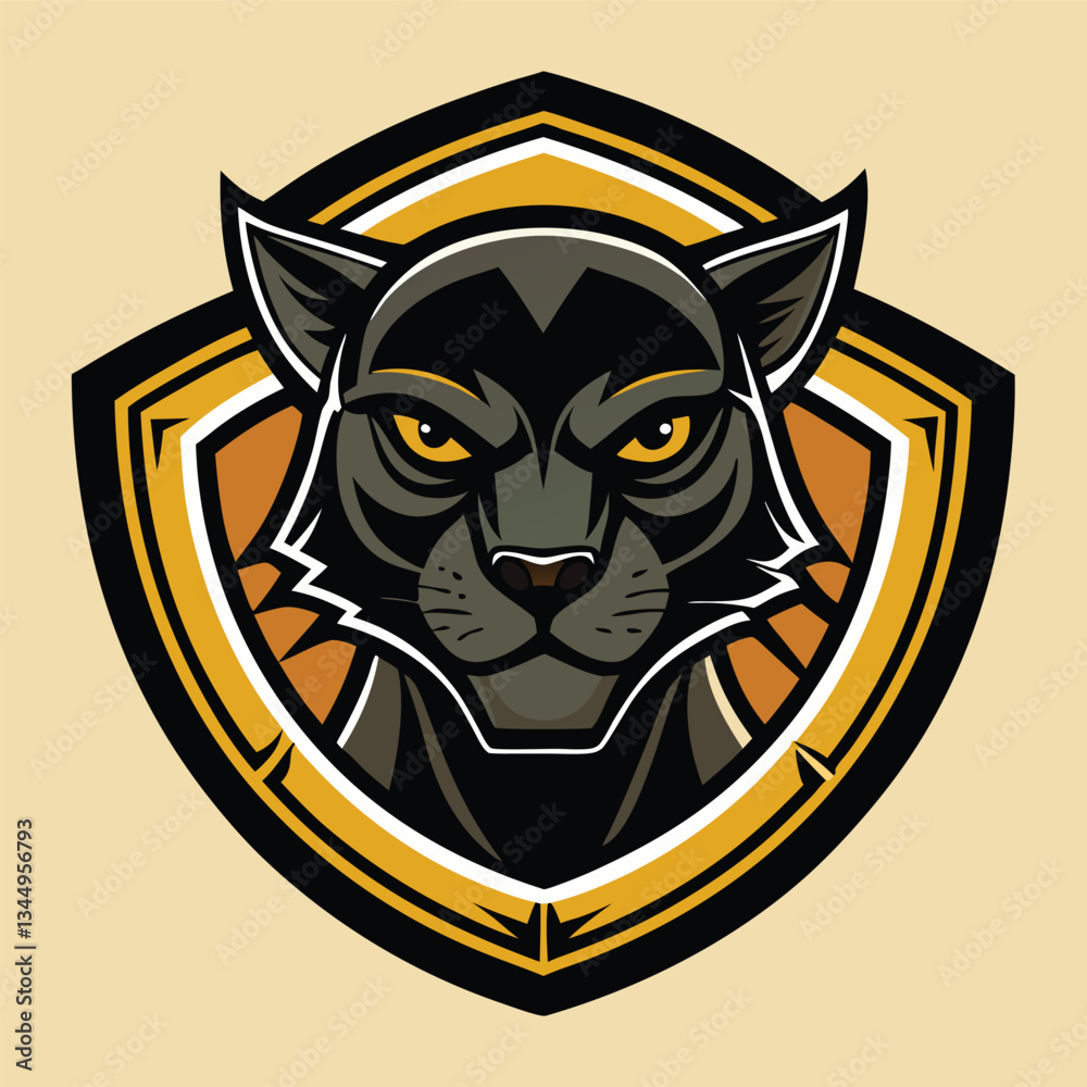 Obraz premium Vintage Black Panther Emblem: A Symbol of Strength and Empowerment