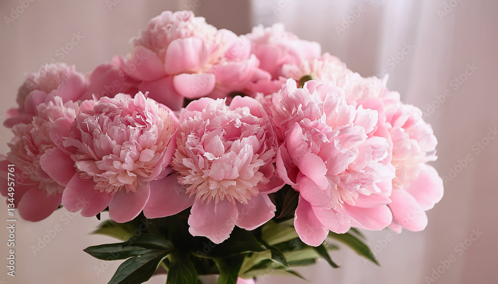 Bouquet of beautiful peonies. Pink peony flowers. Close-up of flower petals. Floral wallpaper. Delicate abstract floral pastel background. Greeting card. Generated AI Bouquet of beautiful peonies. Pink peony flowers. Close-up of flower petals. Floral wallpaper. Delicate abstract floral pastel background. Greeting card. Generated AI