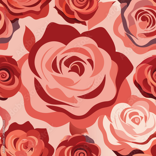 Modern Botanical Rose Wall Art with Abstract Line Design