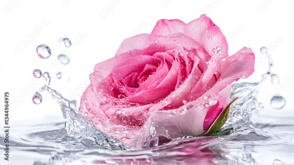 Vibrant Pink Rose Bursting into Crystal Splash Vibrant Pink Rose Bursting into Crystal Splash
