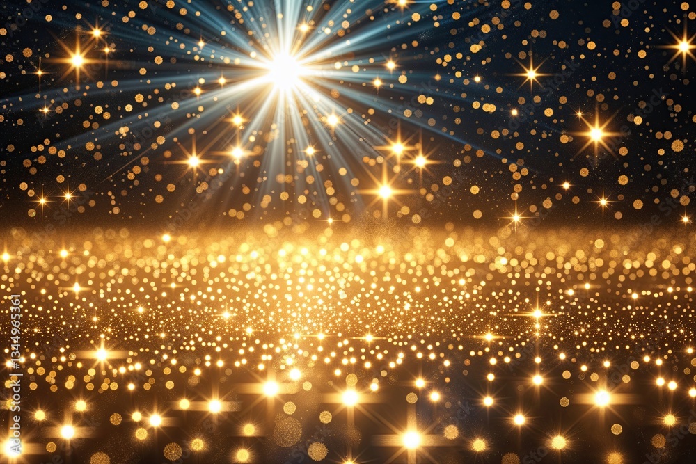 Shimmering Background of a Dazzling Golden Star-Field with Brilliant Light and Textured Sparkle Shimmering Background of a Dazzling Golden Star-Field with Brilliant Light and Textured Sparkle