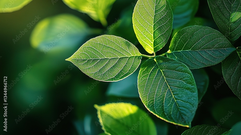 Intricate Close-Up of Vibrant Green Leaves in Natural Light Intricate Close-Up of Vibrant Green Leaves in Natural Light