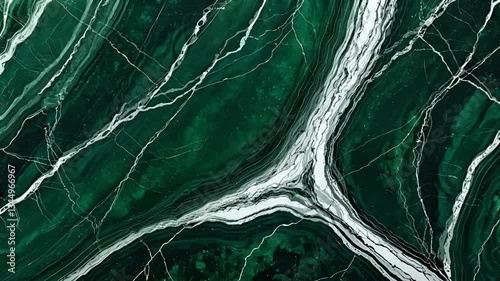 Dark green marble texture with unique and artistic natural white vein pattern.