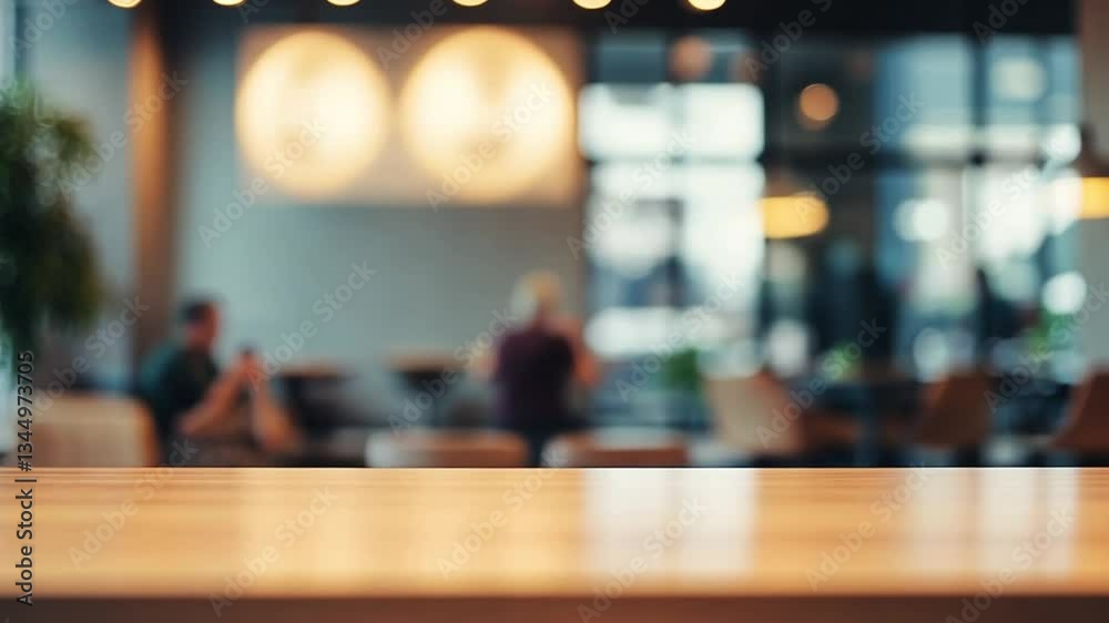 Cozy café interior with blurred patrons enjoying coffee