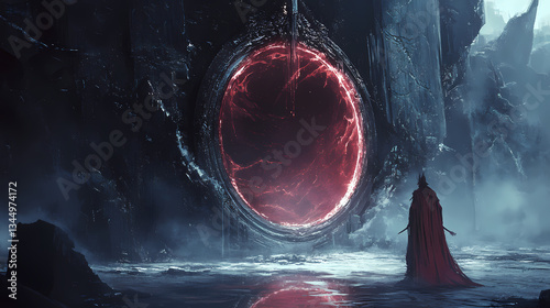 Warlock gazing into an abyssal mirror. abyssal. illustration. Abyssal Mirror. Illustration