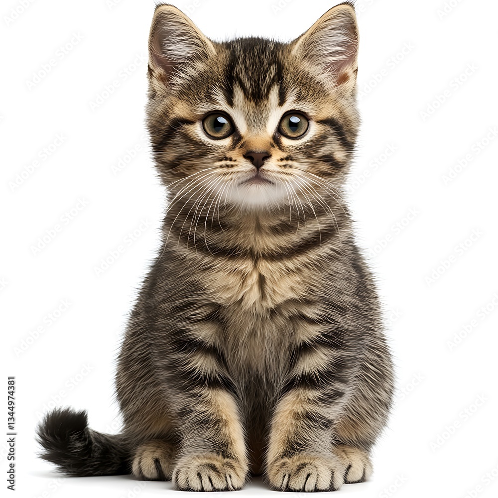 Fototapeta premium A small adorable kitten sitting and staring at the camera