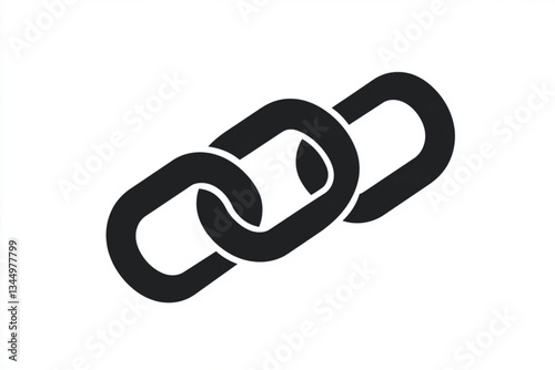 Three Black Chain Links Illustrated on White Background -