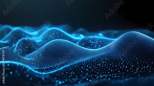 Abstract Blue Waves with Flowing Lines and Dynamic Rhythm