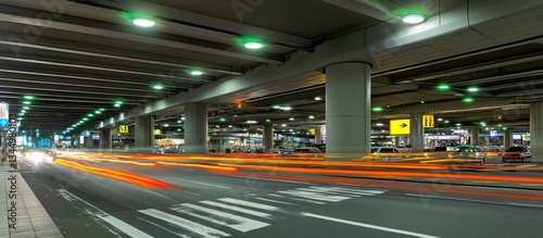 Long exposure photograph of a modern urban thoroughfare at night