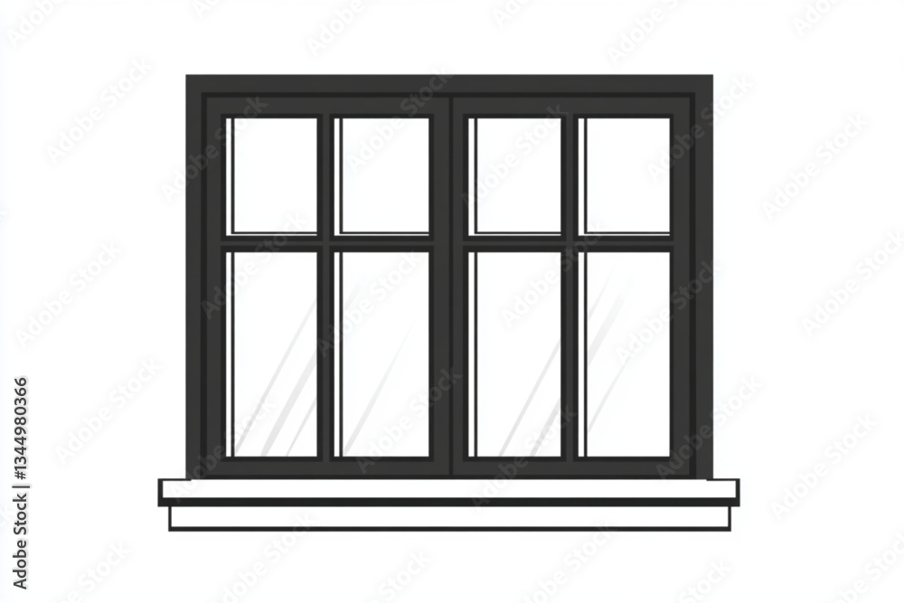 Illustration of a gray window with eight glass panes Illustration of a gray window with eight glass panes