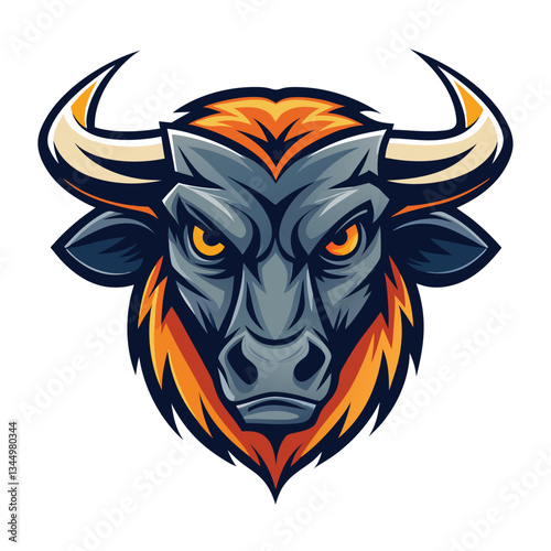 Fierce and Majestic Bull Head Vector Illustration in Bold Black