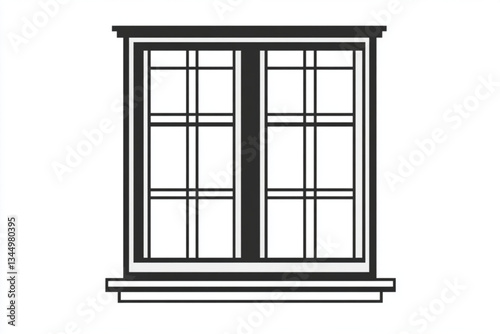 Illustration of a double hung window with black frame