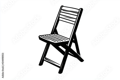 Illustration of a black and white folding chair image