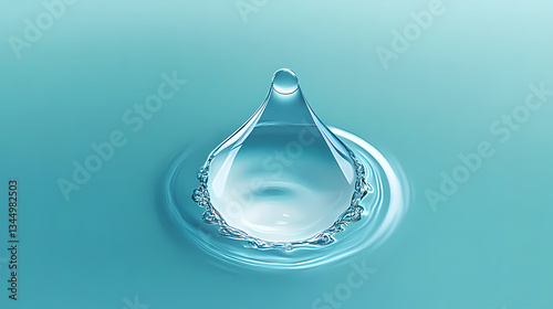 Obraz na płótnie Transparent Water Droplet with Ripples on Soft Blue Background w salonie