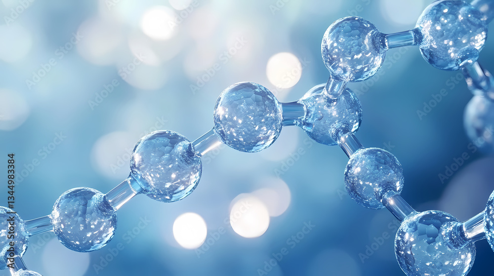 3D Molecular Structure Rendered in Blue with Light Halo Effect