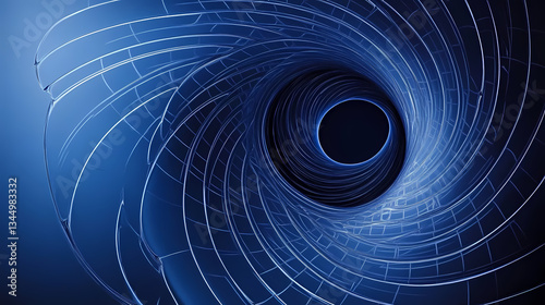Obraz na płótnie Deep Blue Spiral with Twisting Lines and Central Black Circle w salonie